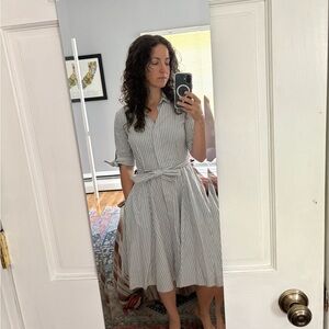 Calvin Klein Gray Buttoned Tie Front A-Line Dress